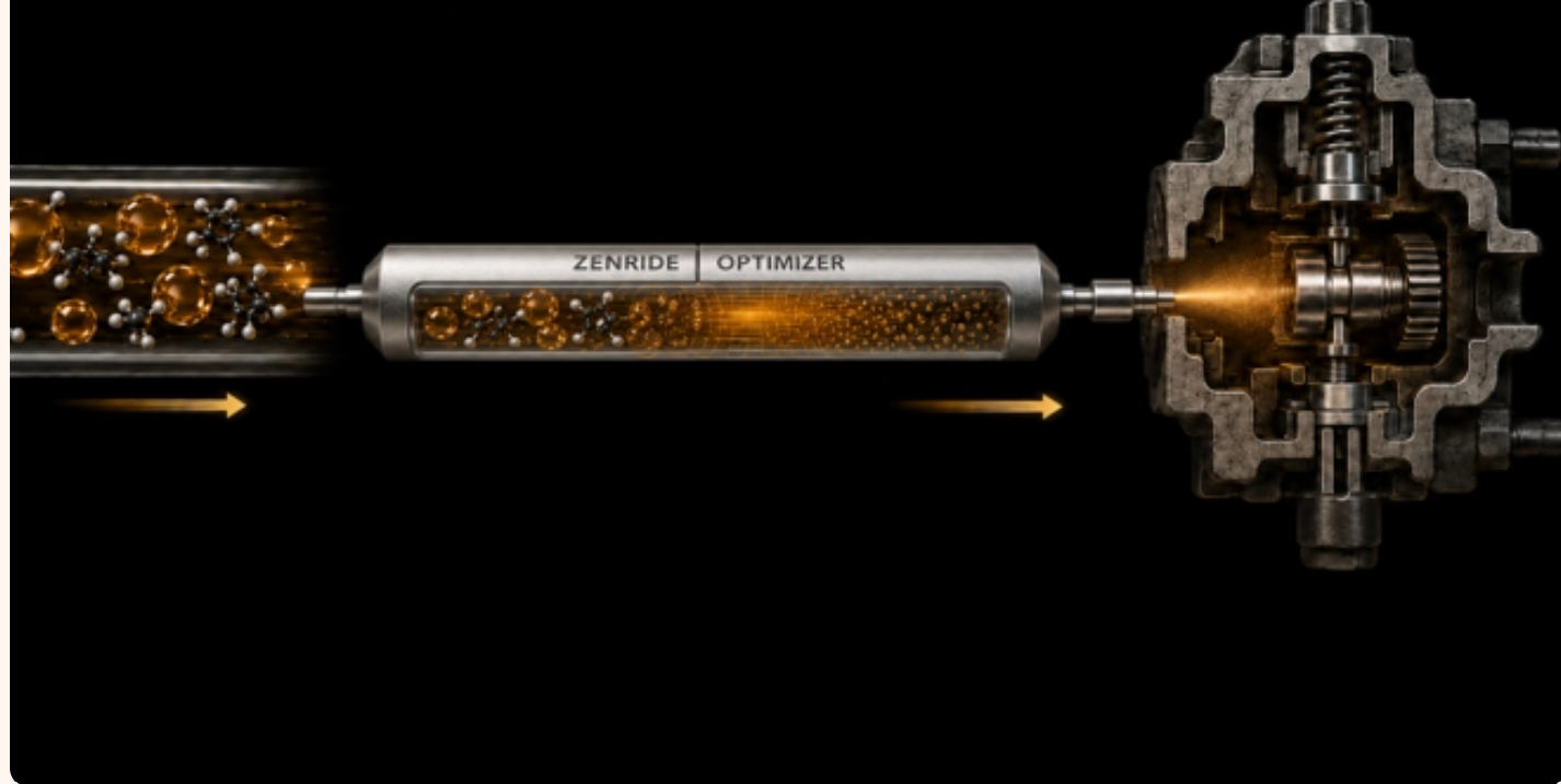 Conceptual illustration of the Zenride Optimizer in a fuel line